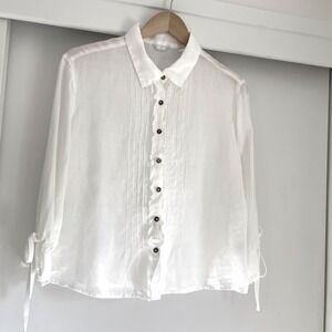 KLEEN Ruffle Button‎ Front Long Sleeve Shirt, Size M